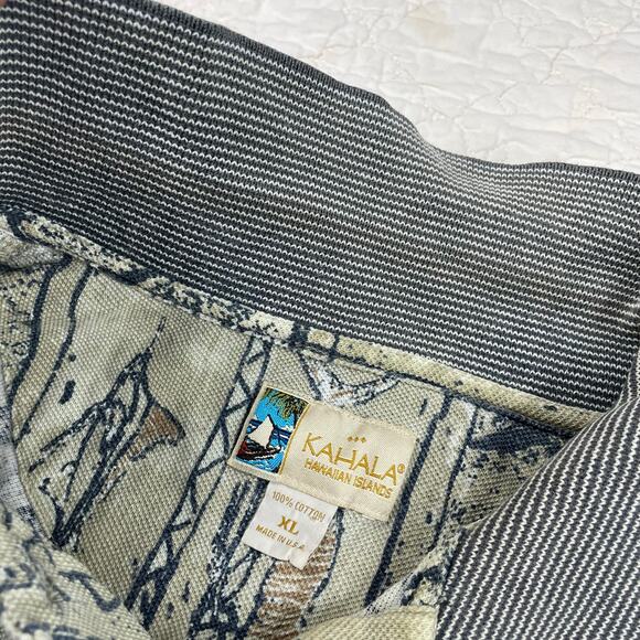 🔥KAHALA Hawaiian USA Made Marlin Fishing Outdoor 1/4 Button Faded Cotton Shirt - Picture 12 of 13